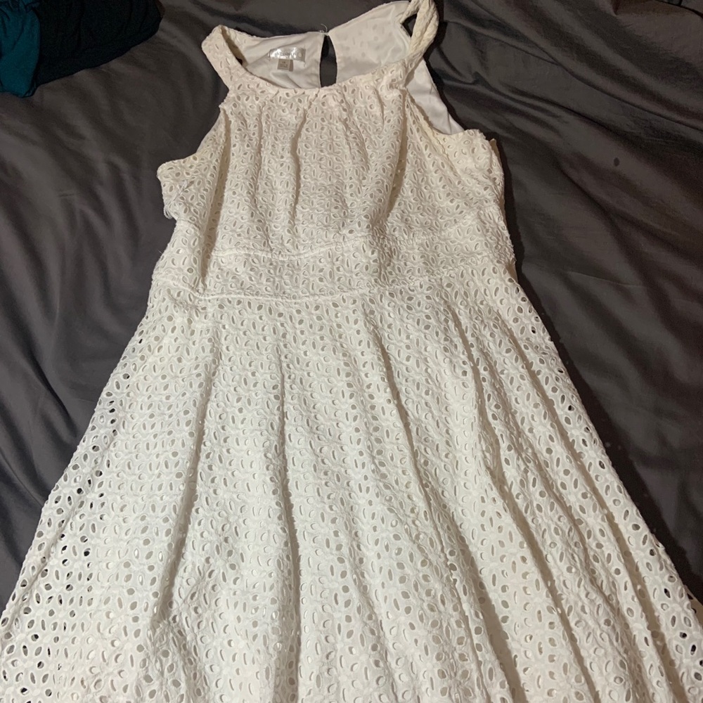 White knee length dress